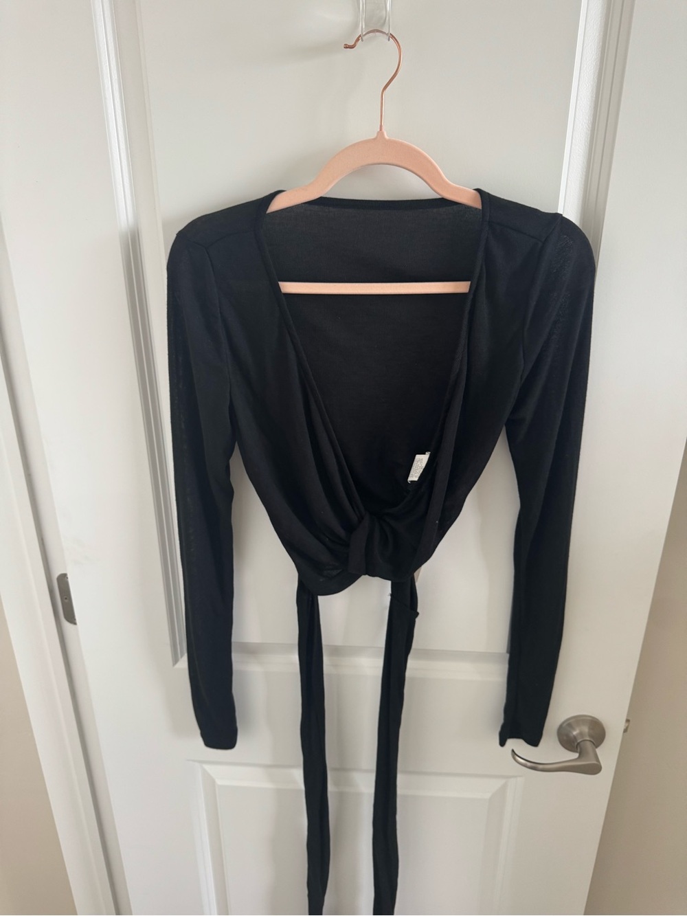 Black Wrap Tie Top